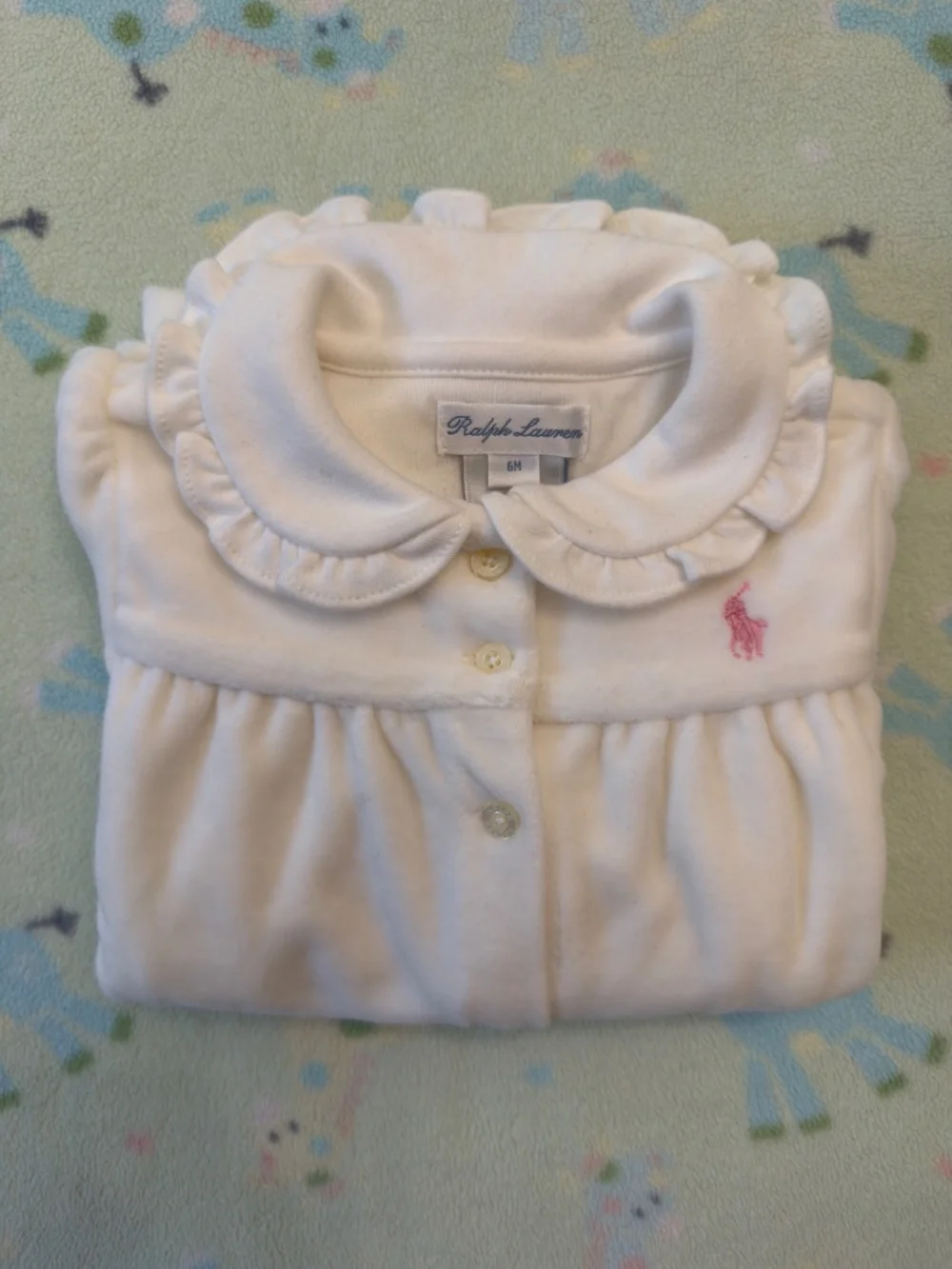 Ralph Lauren Baby Girl Velour Dress White 6 Months